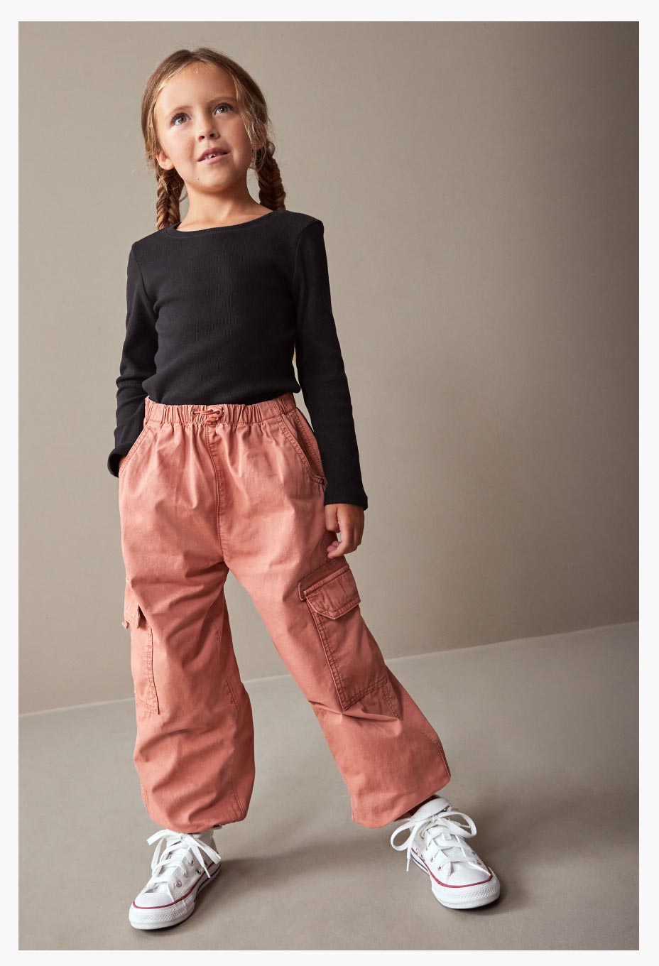 Rust Brown Parachute Cargo Cuffed Trousers