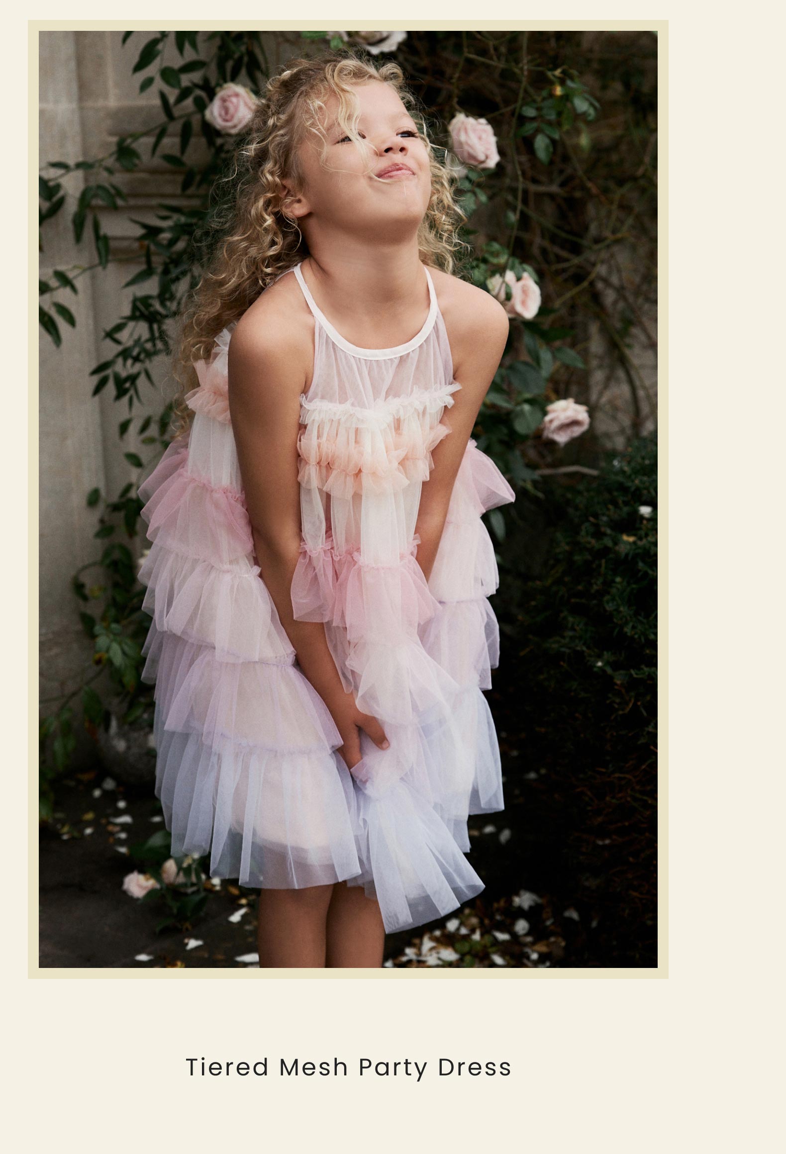 Pink-Pastel Rainbow Tiered Mesh Party Dress