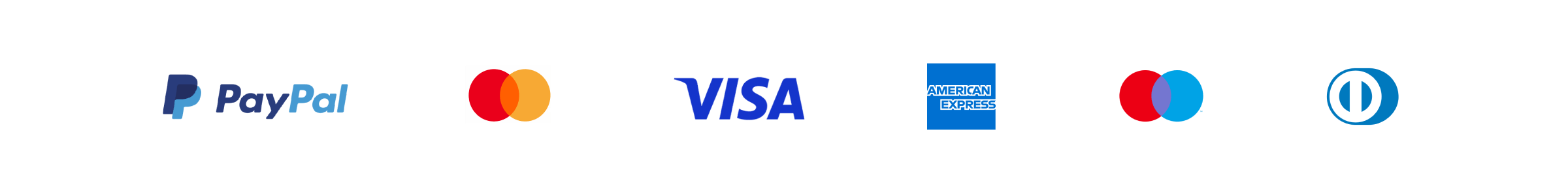 Payment logos_Paypal, Mastercard, Visa, Amex, Maestro, Diners - RATIO 8x1