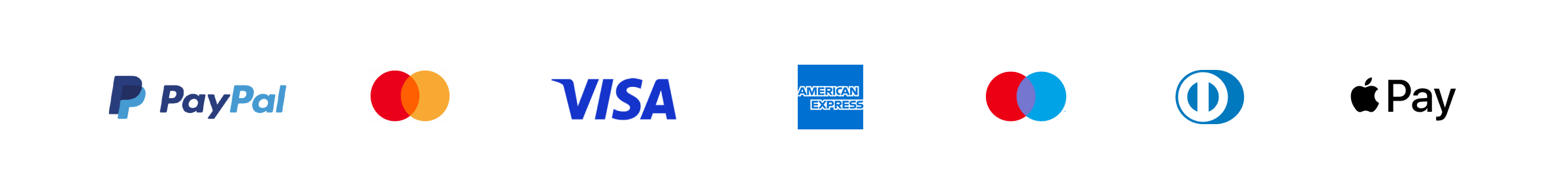 Payment logos_Paypal, Mastercard, Visa, Amex, Maestro, Diners, Apple pay - RATIO 8x1